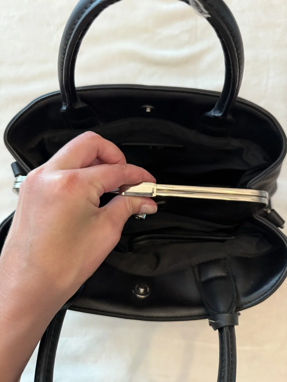 Nine West Black Satchel with Tassel Charm